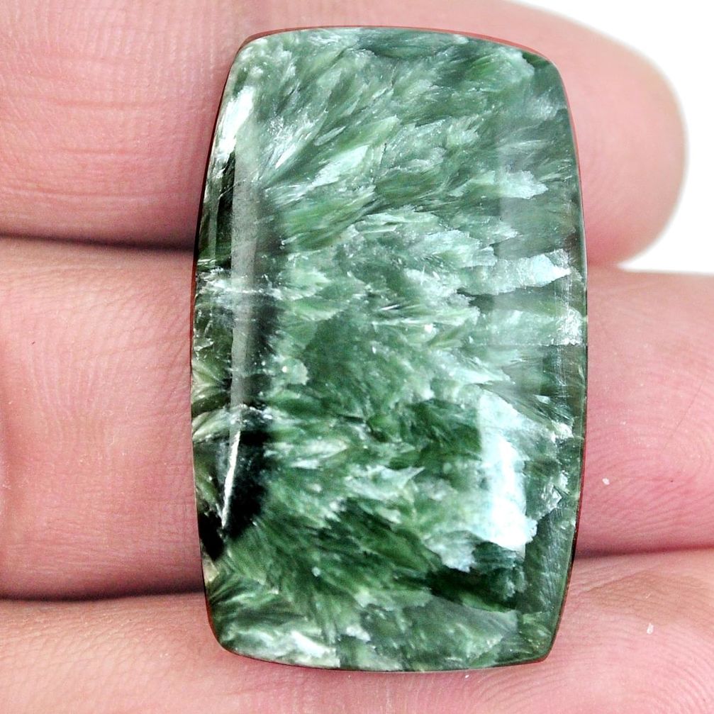 Natural 35.85cts seraphinite russian green 33x20mm octagan loose gemstone s4319