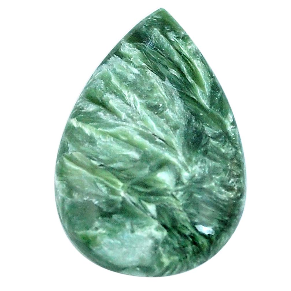 Natural 22.05cts seraphinite (russian) green 29x18mm pear loose gemstone s4325