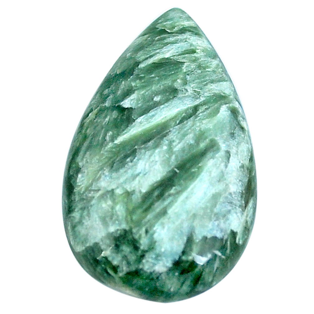 Natural 19.05cts seraphinite (russian) green 30x18 mm pear loose gemstone s4326