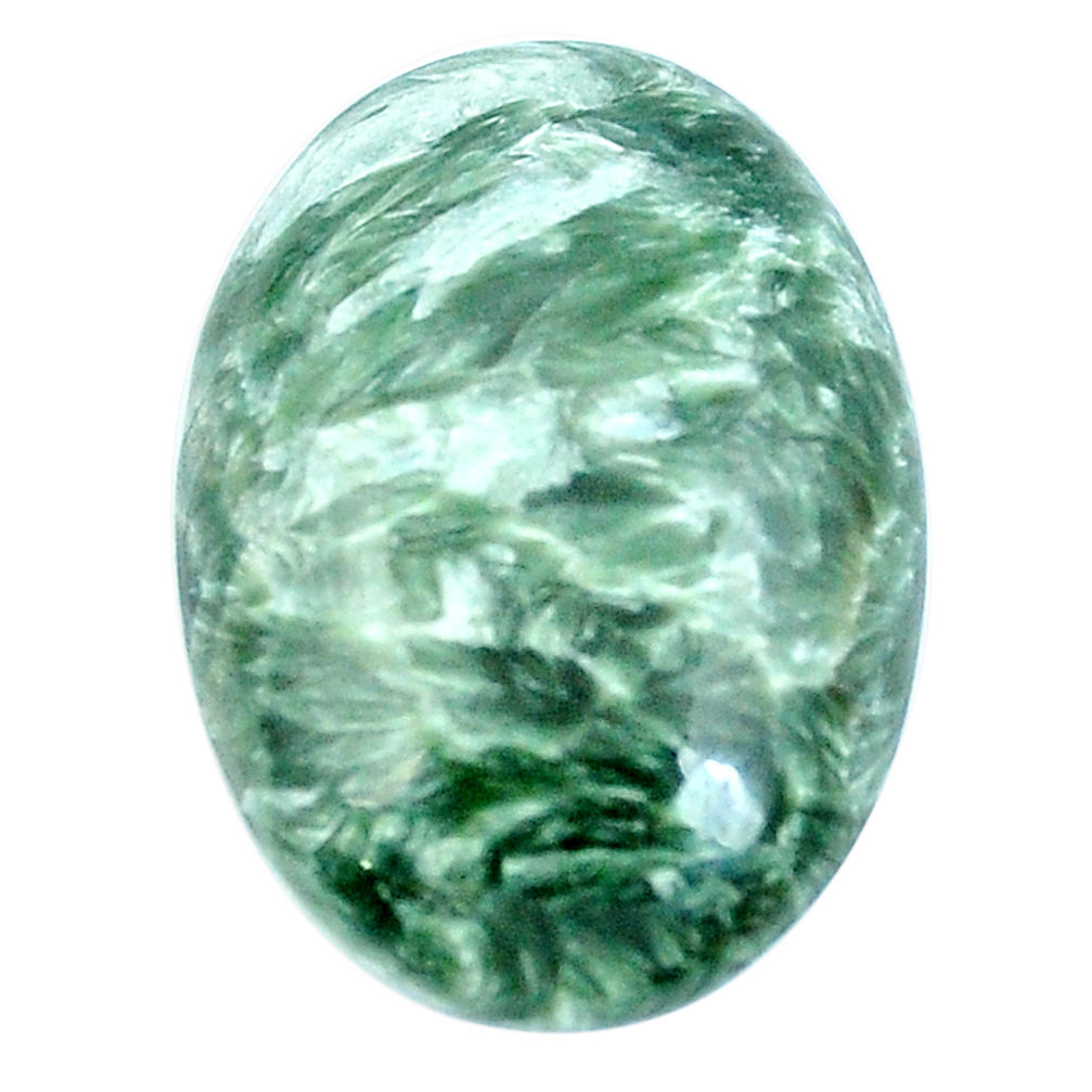 Natural 21.10cts seraphinite (russian) green 26x18 mm oval loose gemstone s4331