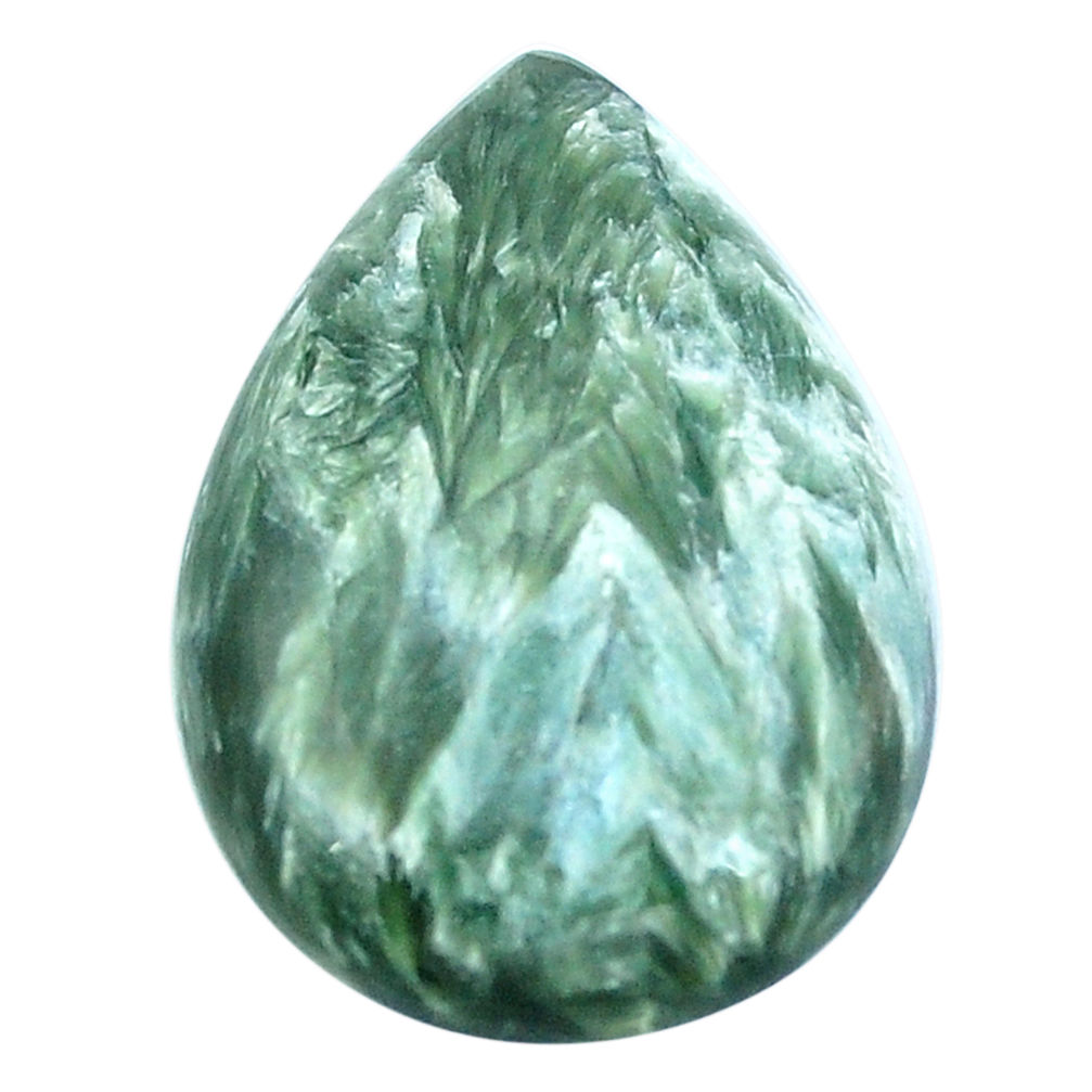 Natural 19.95cts seraphinite (russian) green 28x19 mm pear loose gemstone s4332