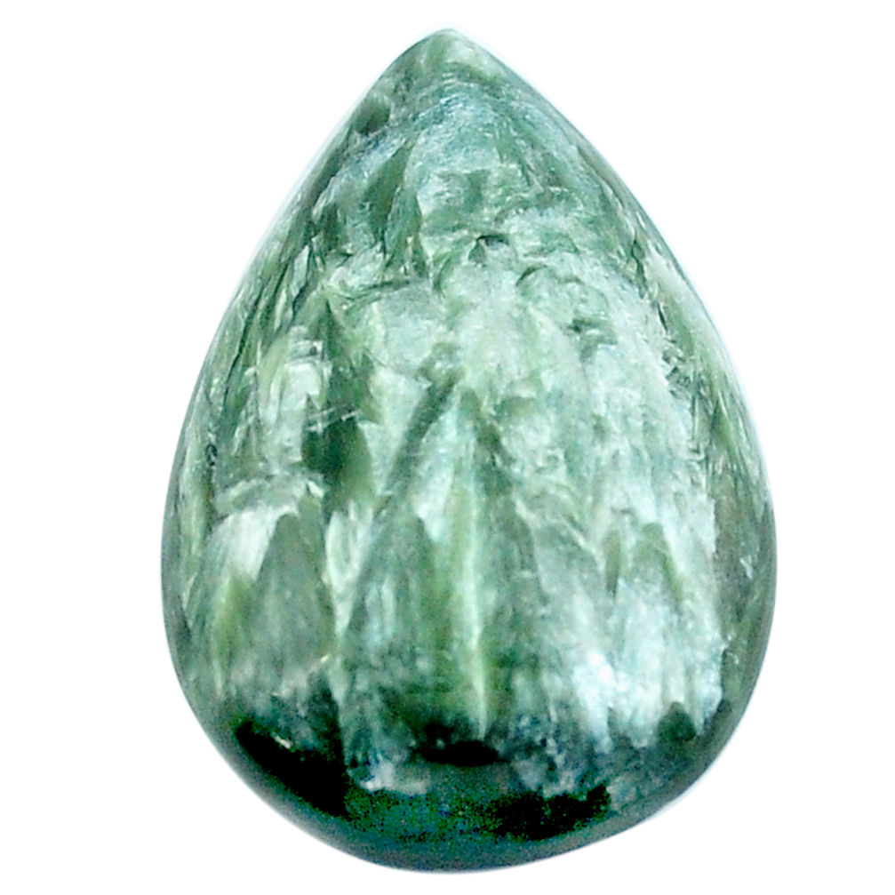 Natural 18.95cts seraphinite (russian) green 27x18 mm pear loose gemstone s4333
