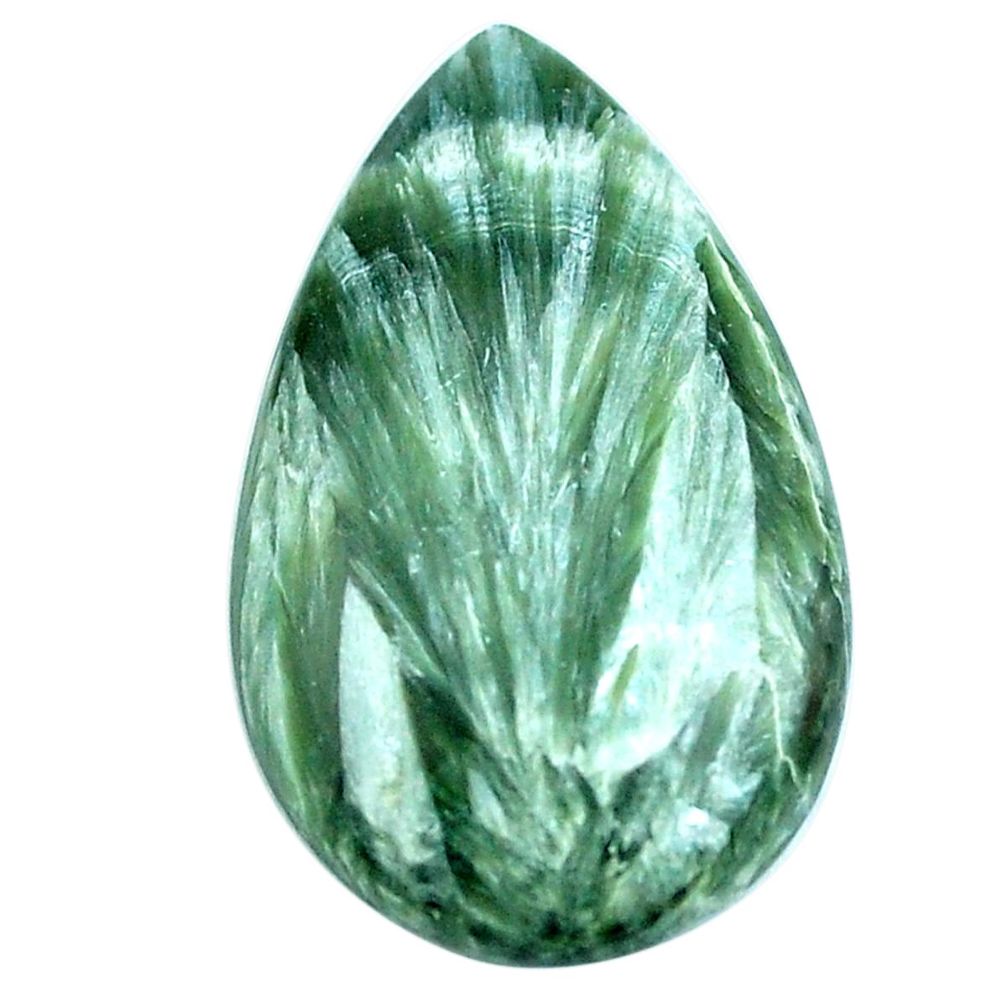 Natural 23.05cts seraphinite (russian) green 31x18 mm pear loose gemstone s4336