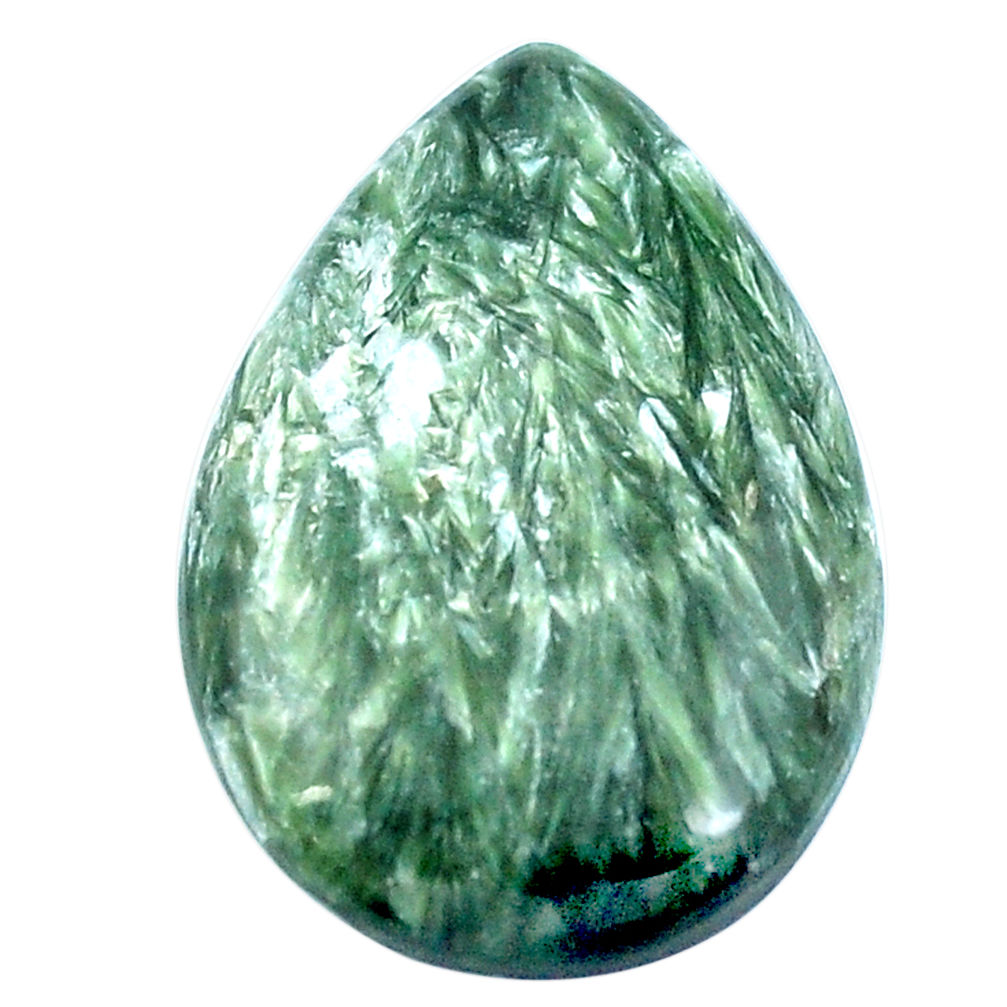 Natural 19.15cts seraphinite (russian) green 27.5x19mm pear loose gemstone s4337