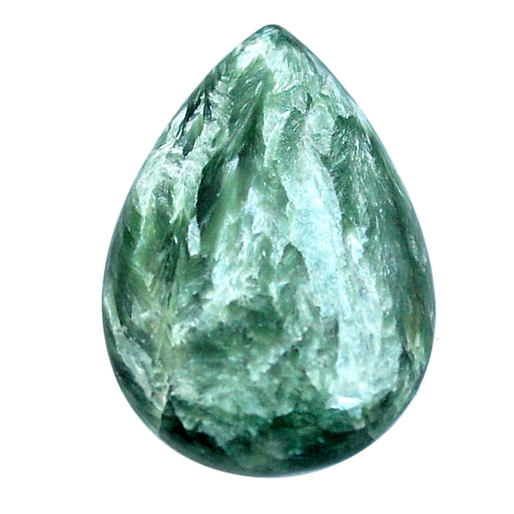 Natural 19.25cts seraphinite (russian) green 27x18 mm pear loose gemstone s4340
