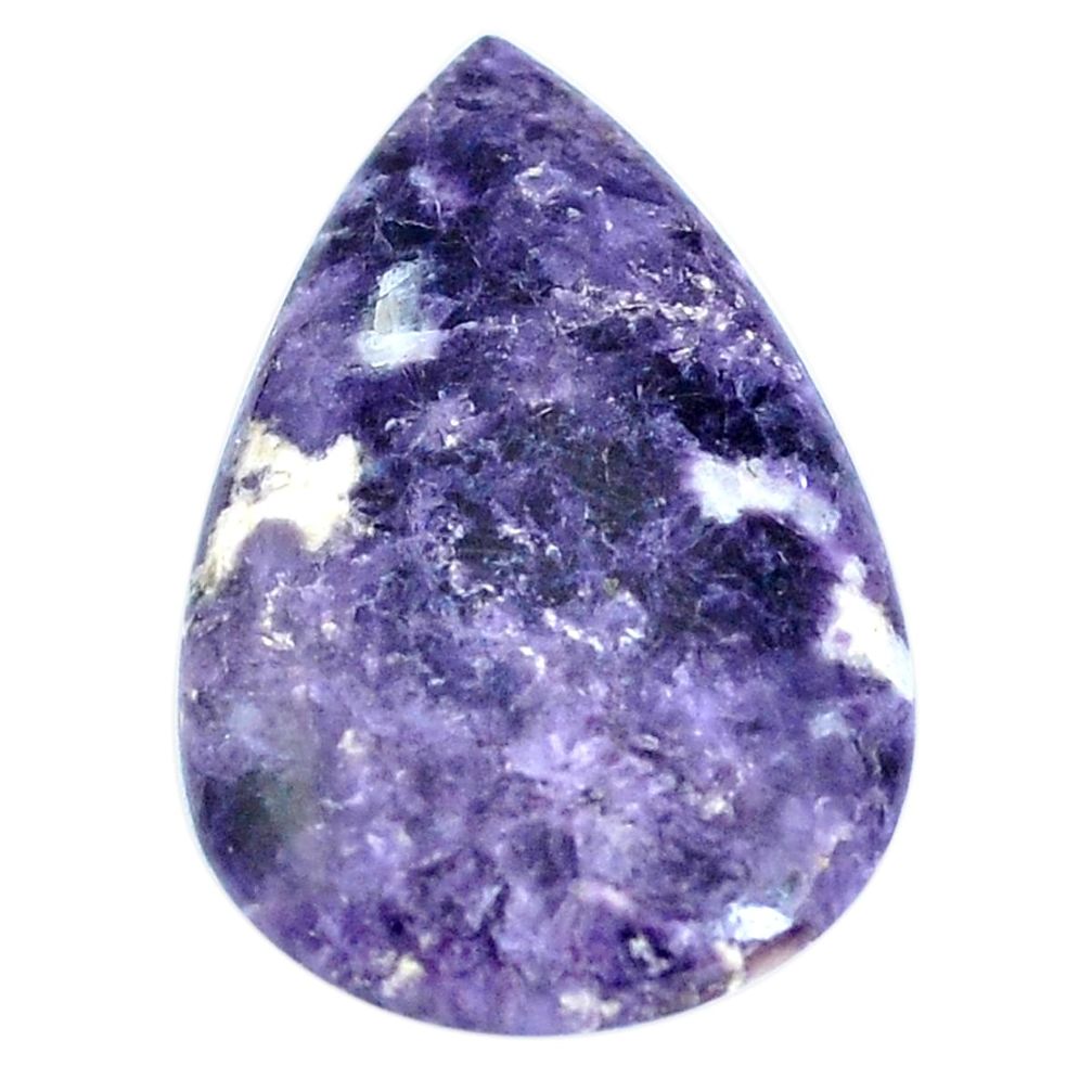 Natural 25.10cts lepidolite purple cabochon 35x22 mm pear loose gemstone s4489