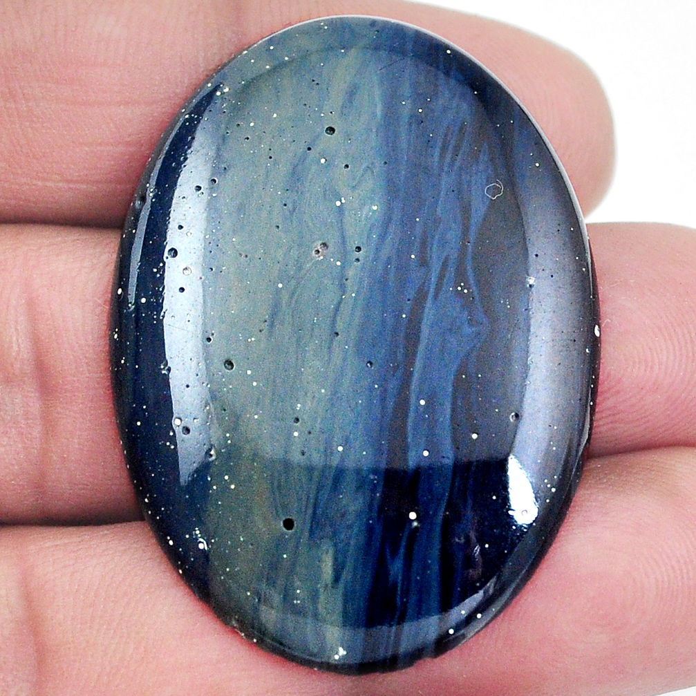 Natural 45.10cts swedish slag blue cabochon 41x30 mm oval loose gemstone s4503