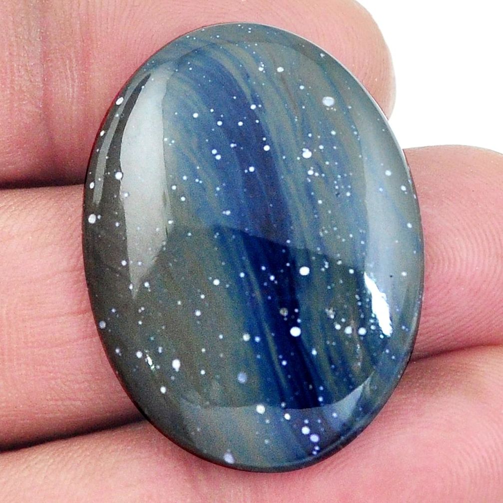 Natural 28.15cts swedish slag blue cabochon 31x23 mm oval loose gemstone s4511