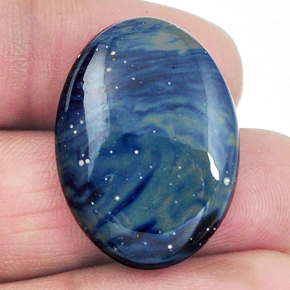 Natural 24.30cts swedish slag blue cabochon 28x20 mm oval loose gemstone s4514