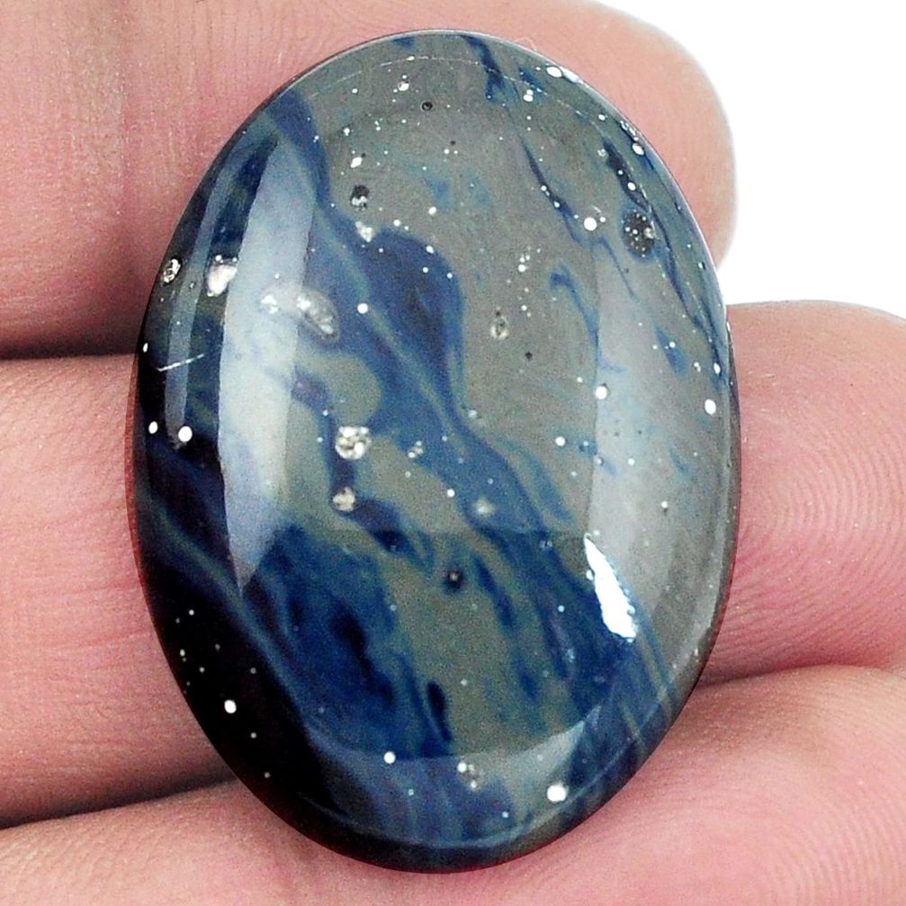 Natural 37.15cts swedish slag blue cabochon 33x23 mm oval loose gemstone s4518