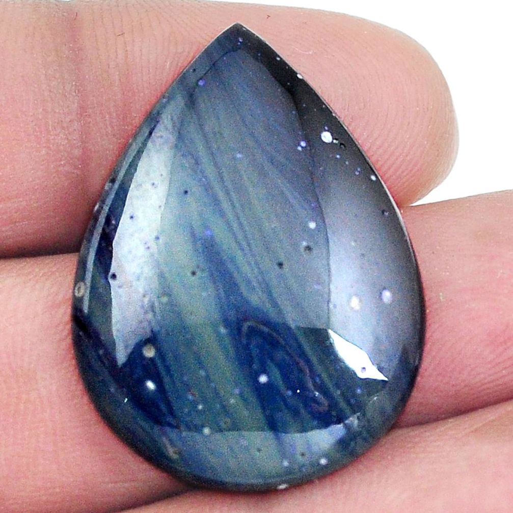 Natural 24.35cts swedish slag blue cabochon 30x22 mm pear loose gemstone s4520