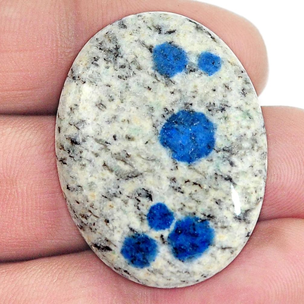 Natural 36.15cts k2 blue (azurite in quartz 35x25 mm oval loose gemstone s4527