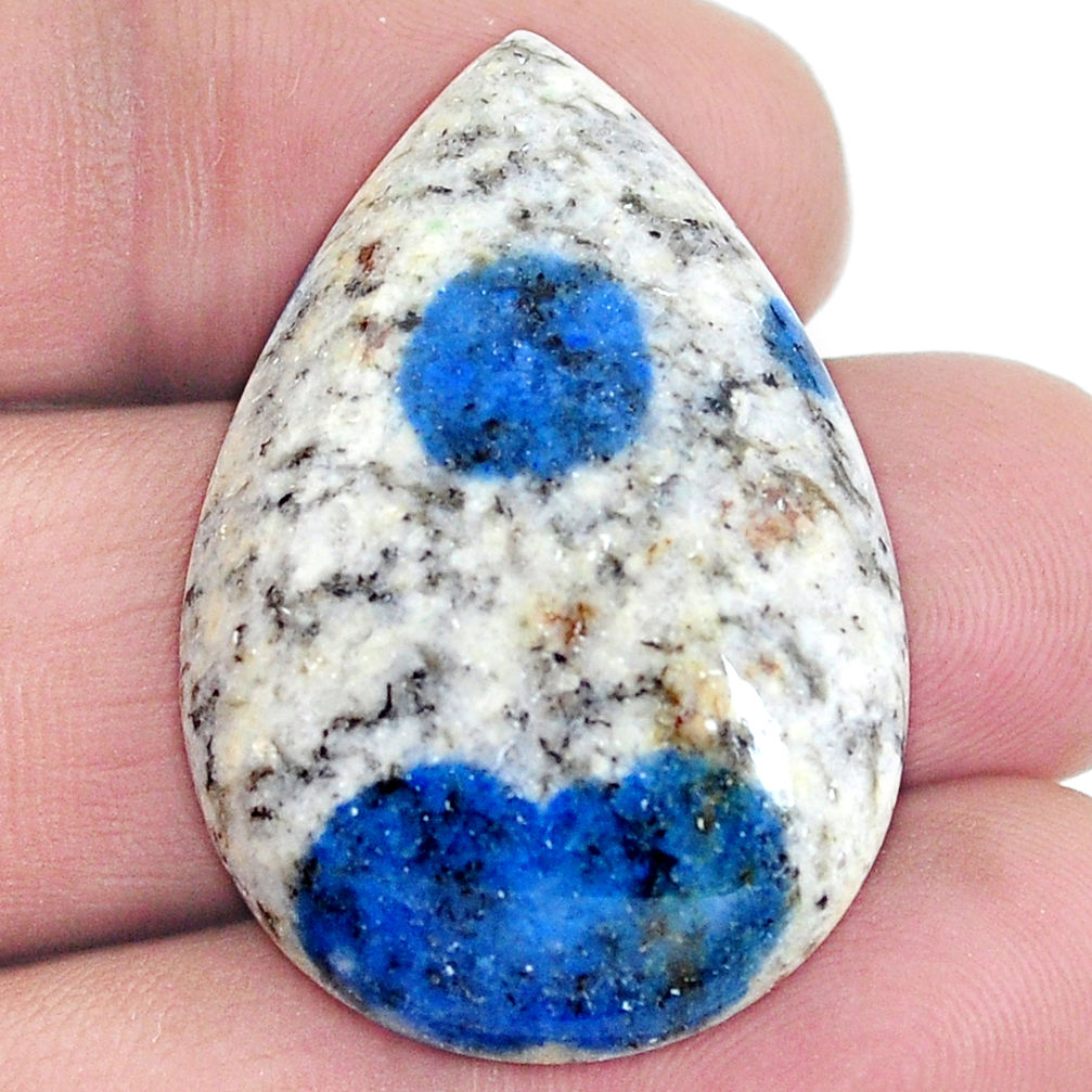 Natural 35.10cts k2 blue (azurite in quartz) 34x24 mm pear loose gemstone s4531