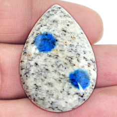 Natural 34.20cts k2 blue (azurite in quartz) 36x24 mm pear loose gemstone s4535
