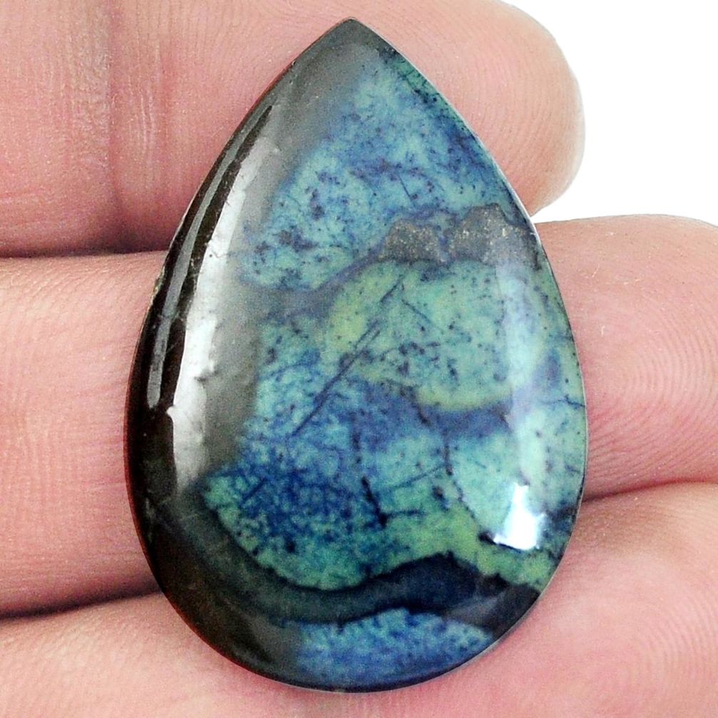 Natural 23.45cts vivianite black cabochon 33x23 mm pear loose gemstone s4578