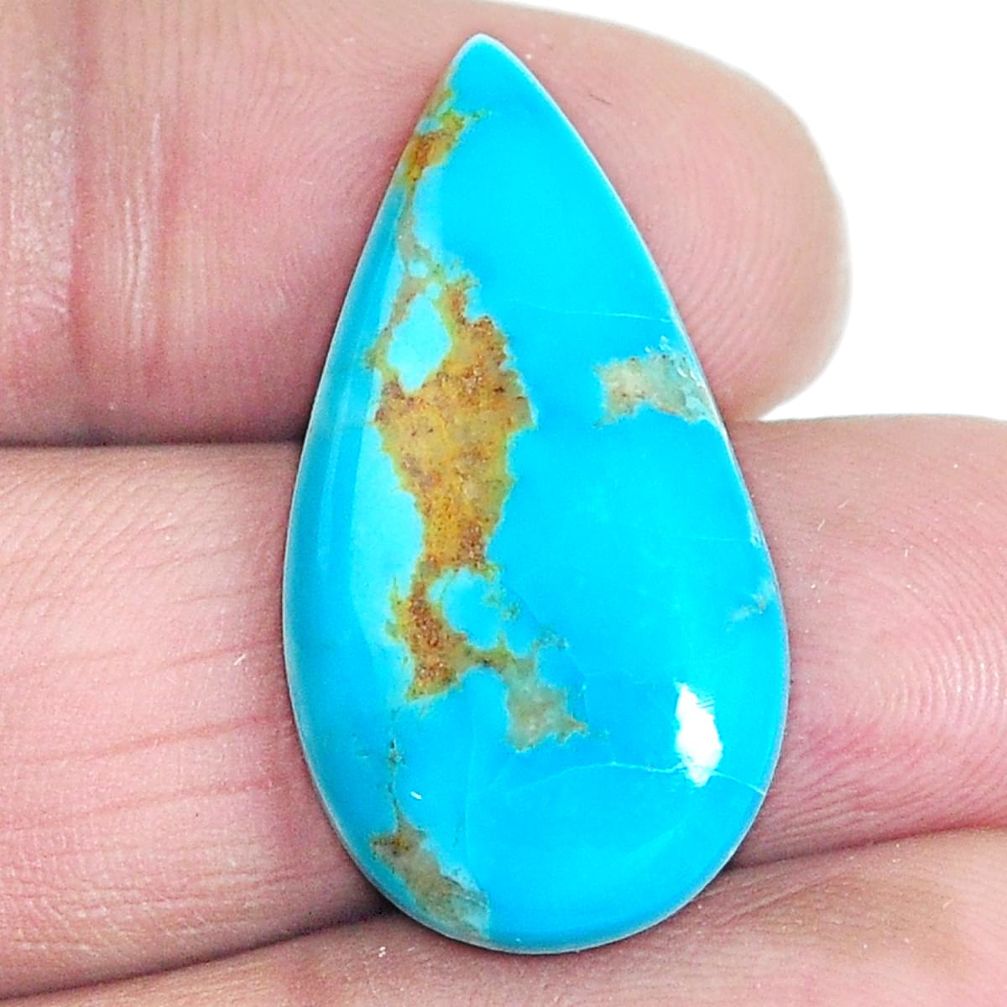 Natural 12.70cts kingman turquoise cabochon 29x15 mm pear loose gemstone s4698