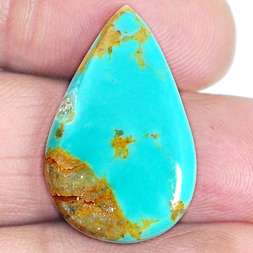 Natural 10.95cts kingman turquoise cabochon 25x16 mm pear loose gemstone s4701