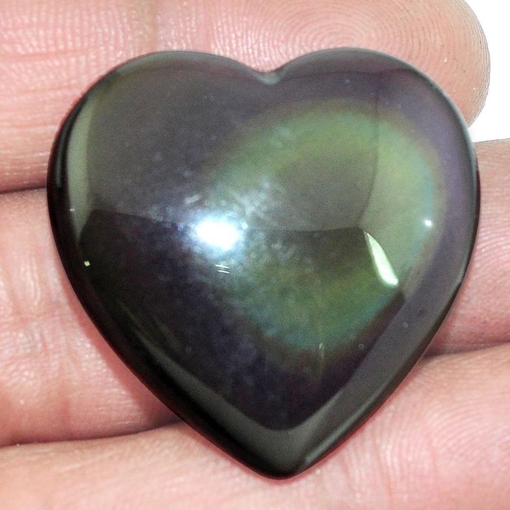 Natural 44.80ct obsidian eye rainbow cabochon 30x30mm heart loose gemstone s4784