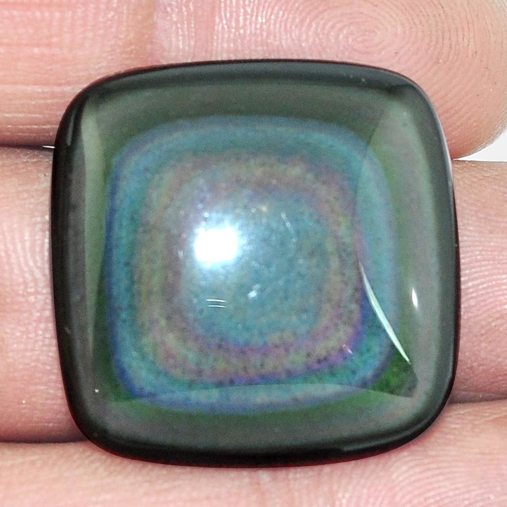 Natural 24.85cts obsidian eye rainbow 25x25 mm cushion loose gemstone s4791