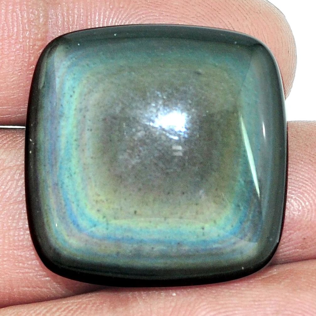 Natural 25.85cts obsidian eye rainbow 25x25 mm cushion loose gemstone s4794