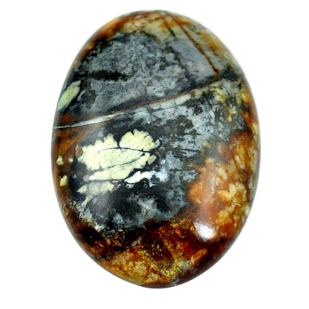 Natural 20.10cts picasso jasper black cabochon 27x18mm oval loose gemstone s4865