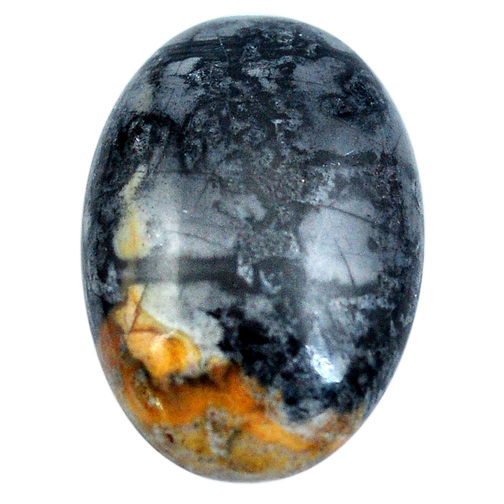 Natural 19.45cts picasso jasper black cabochon 26x17mm oval loose gemstone s4870