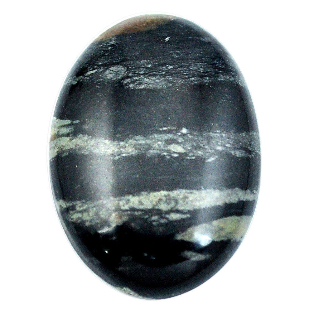 Natural 21.30cts picasso jasper black cabochon 27x18mm oval loose gemstone s4872