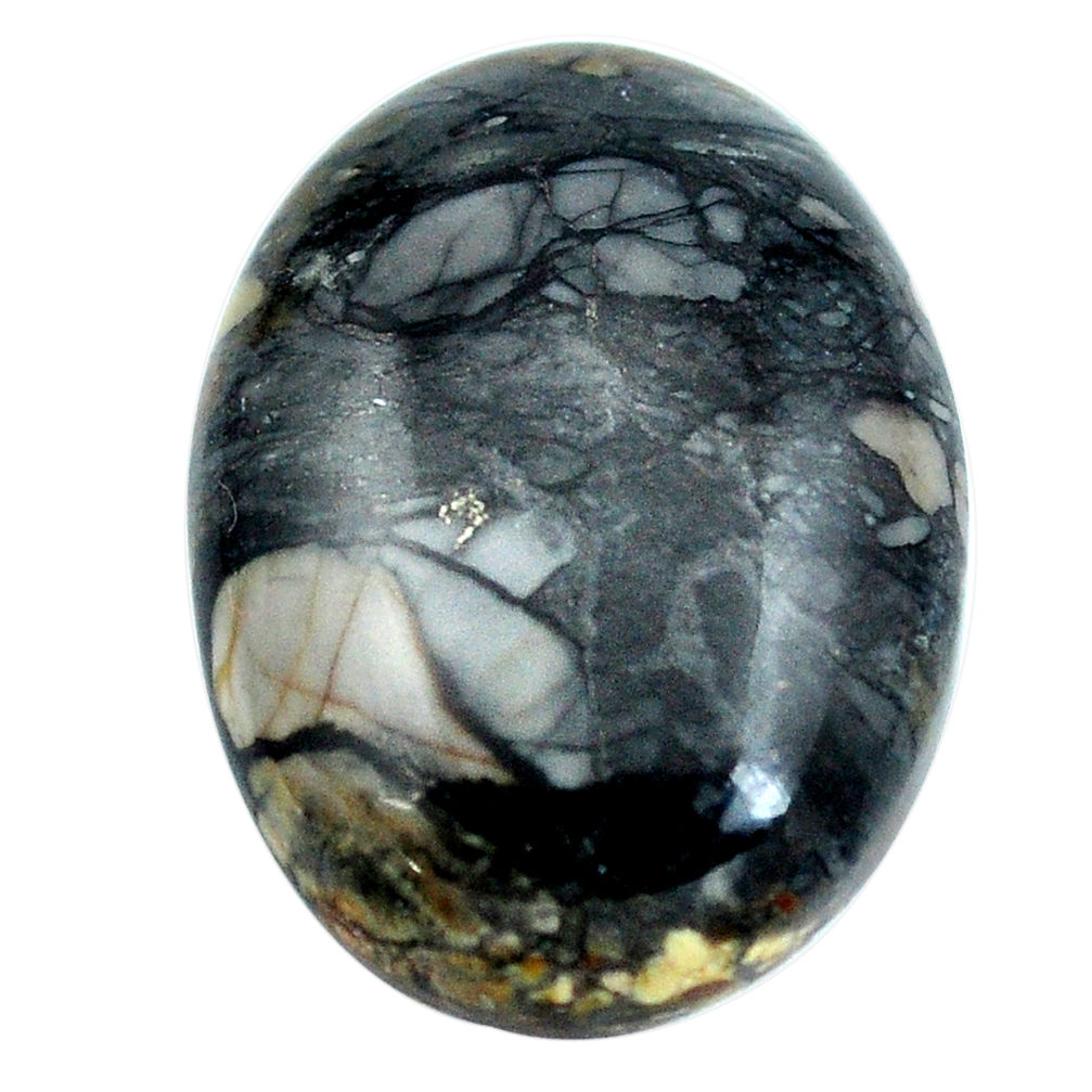 Natural 21.30cts picasso jasper black cabochon 25x18mm oval loose gemstone s4875