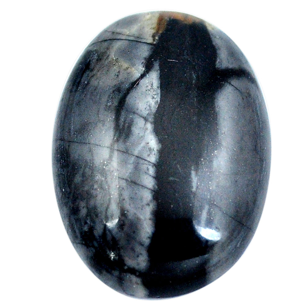 Natural 19.35cts picasso jasper black cabochon 28x18mm oval loose gemstone s4878