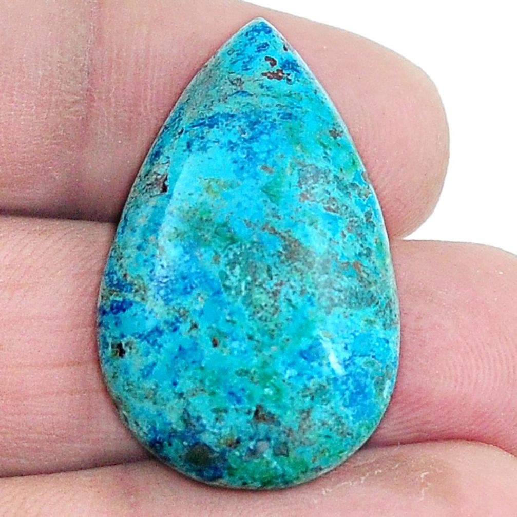 Natural 22.05cts shattuckite blue cabochon 30x18 mm pear loose gemstone s4914