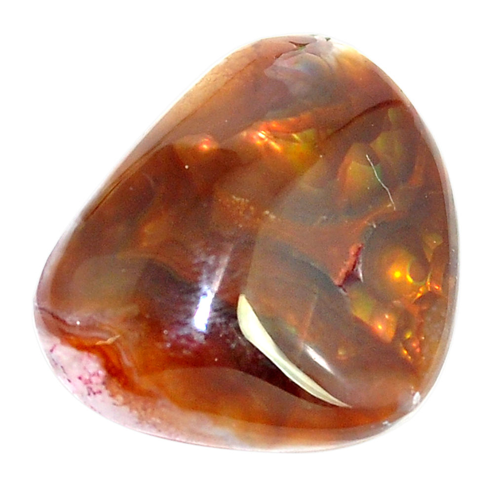 Natural 12.40cts mexican fire agate multi color 19x16 mm loose gemstone s5523