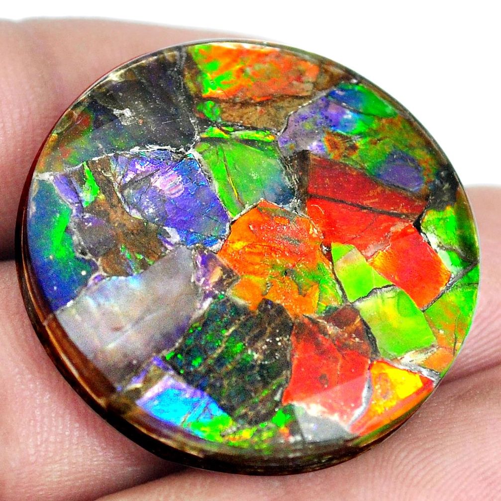 Natural 46.30cts ammolite triplets multicolor 30x30 mm loose gemstone s5550