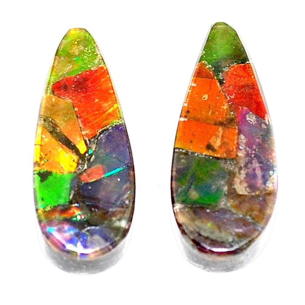 Natural 8.45cts ammolite triplets cabochon 18x7.5 mm pear loose gemstone s5614
