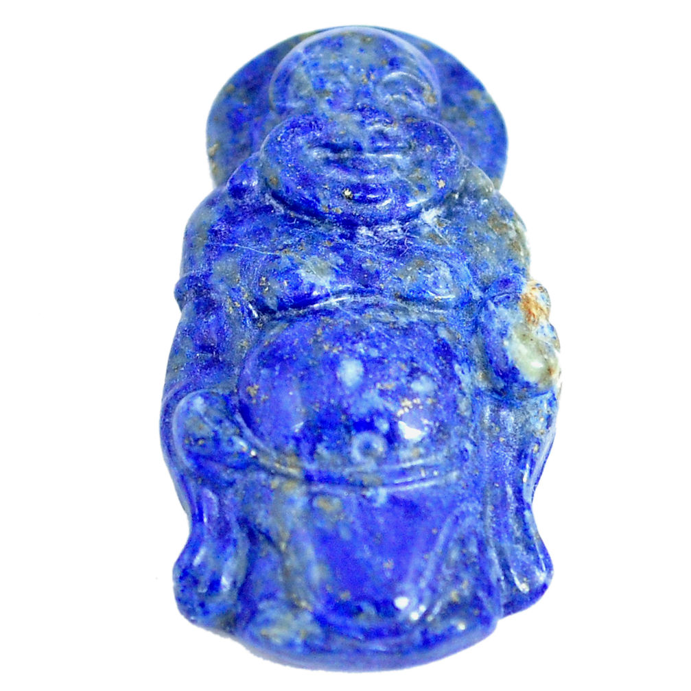 Natural 27.40cts lapis lazuli blue carving 33x18 mm buddha loose gemstone s6235