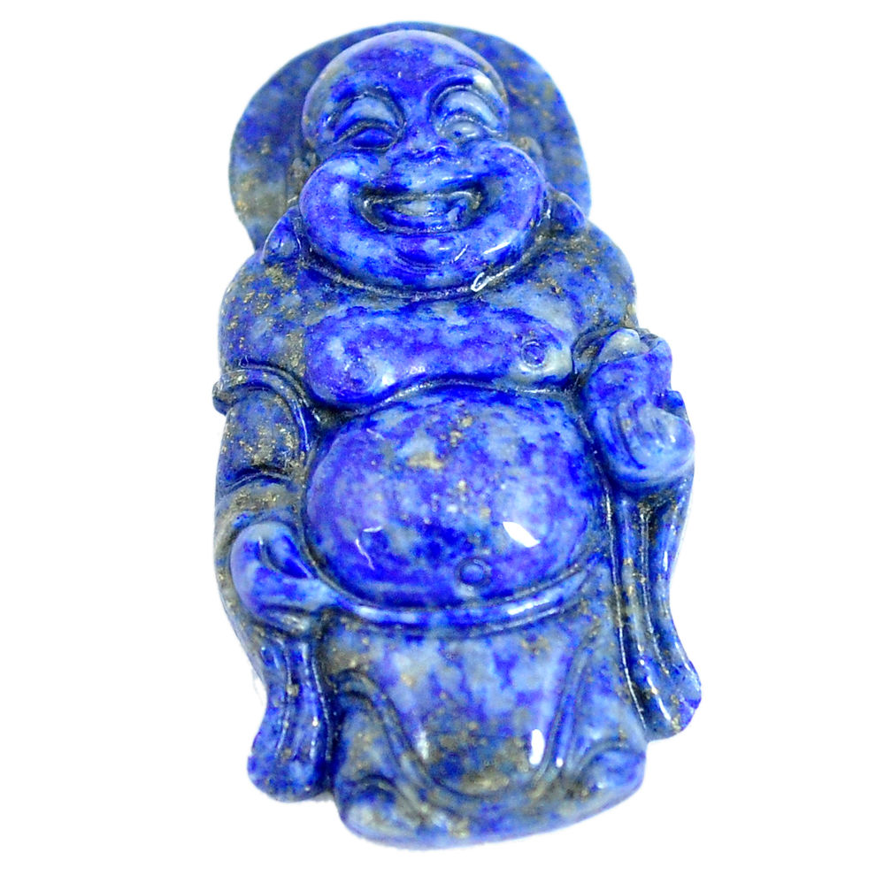 Natural 27.40cts lapis lazuli blue carving 33x18 mm buddha loose gemstone s6237