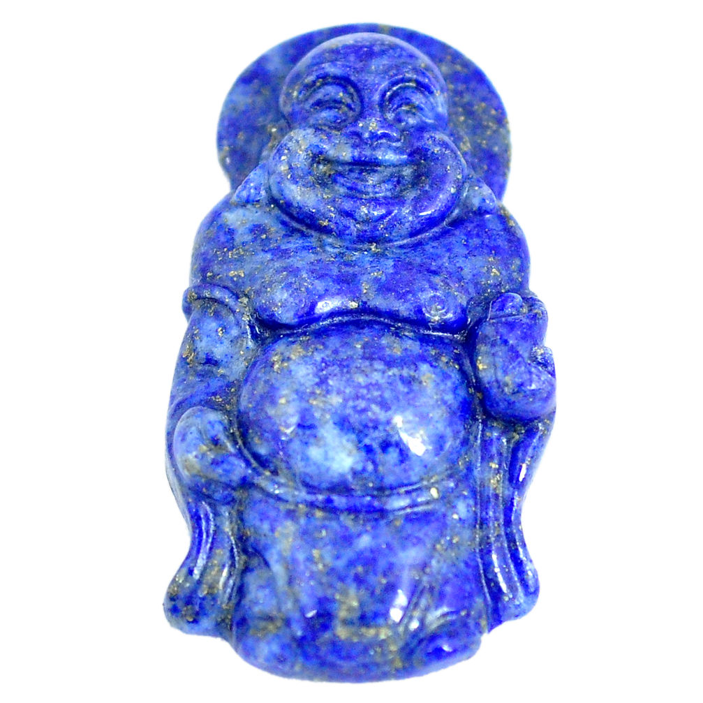 Natural 27.35cts lapis lazuli blue carving 33x18 mm buddha loose gemstone s6238