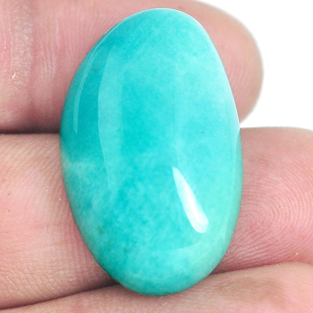 Natural 30.10cts peruvian amazonite green 28.5x18 mm fancy loose gemstone s6594