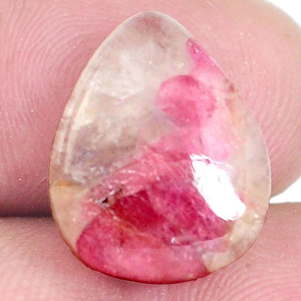 Natural 8.45cts tourmaline in quartz pink 16x12.5 mm pear loose gemstone s6703