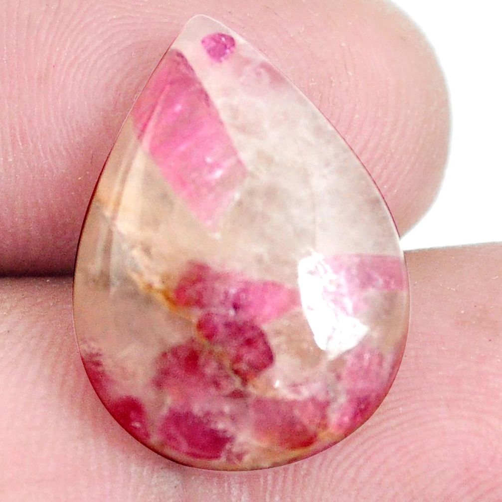 Natural 13.25cts tourmaline in quartz pink 20x15 mm pear loose gemstone s6712