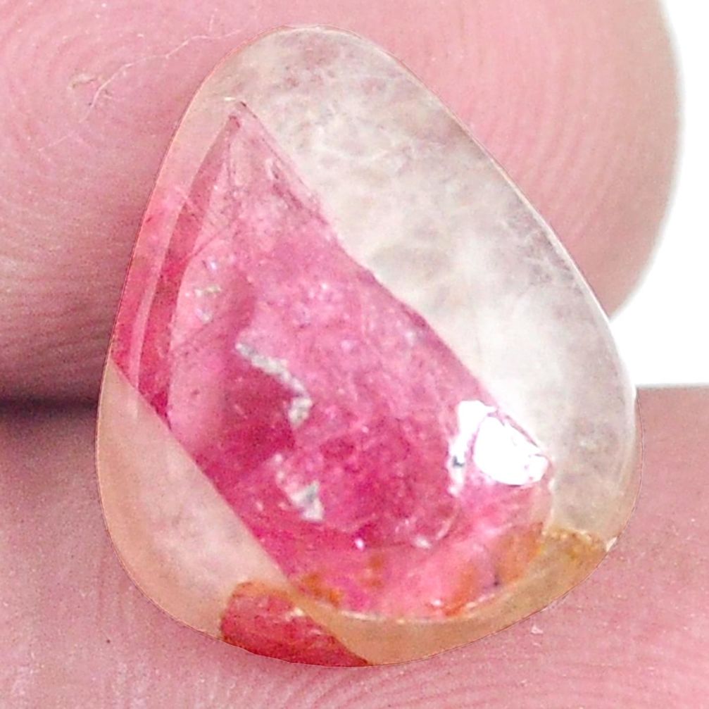 Natural 7.40cts tourmaline in quartz pink 14x12 mm pear loose gemstone s6720