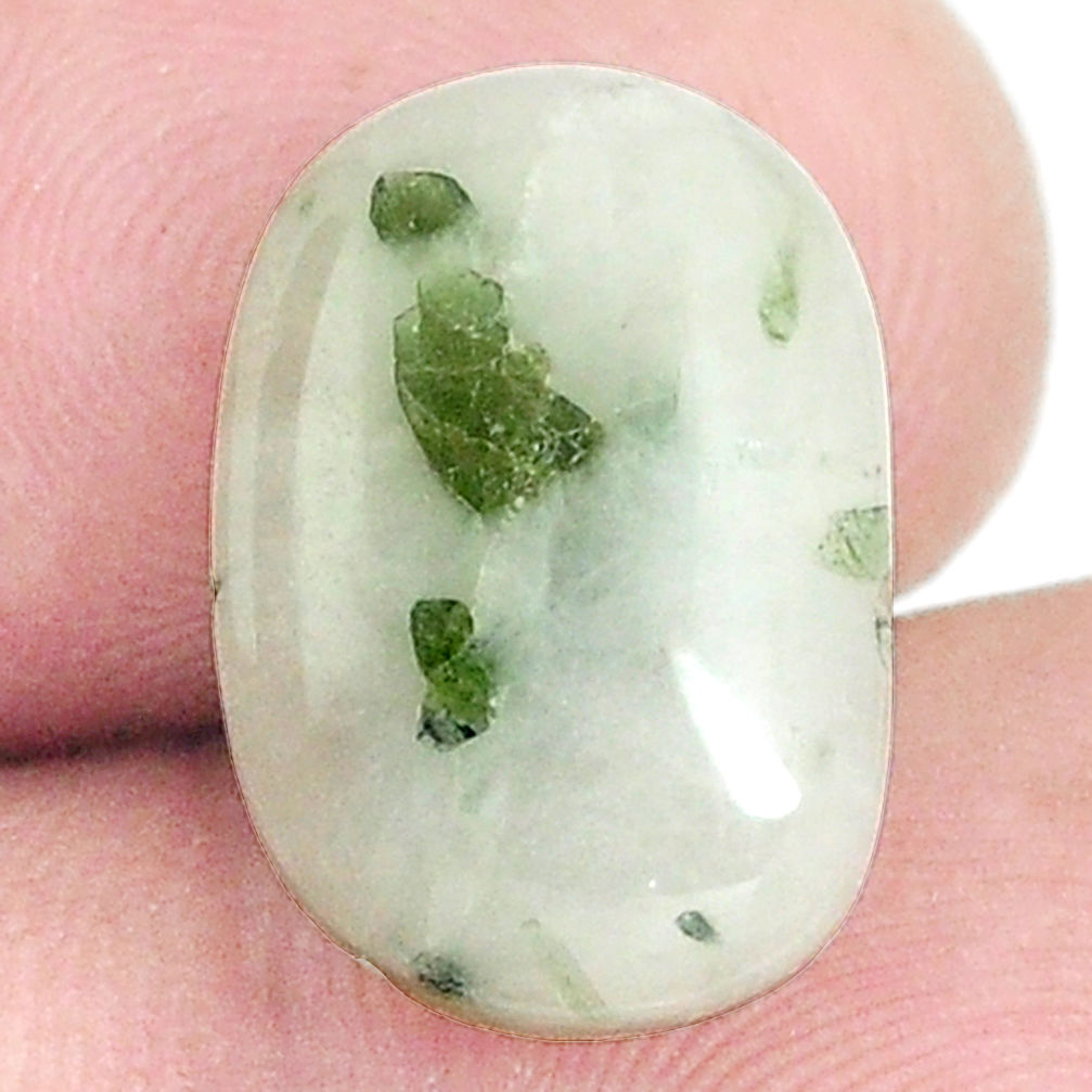 Natural 7.40cts tourmaline in quartz green 16x11 mm fancy loose gemstone s6728
