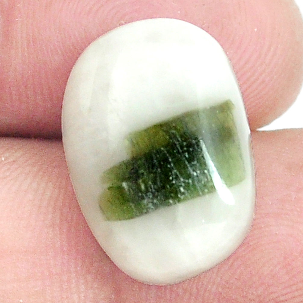 Natural 12.35cts tourmaline in quartz green 18x13 mm fancy loose gemstone s6736