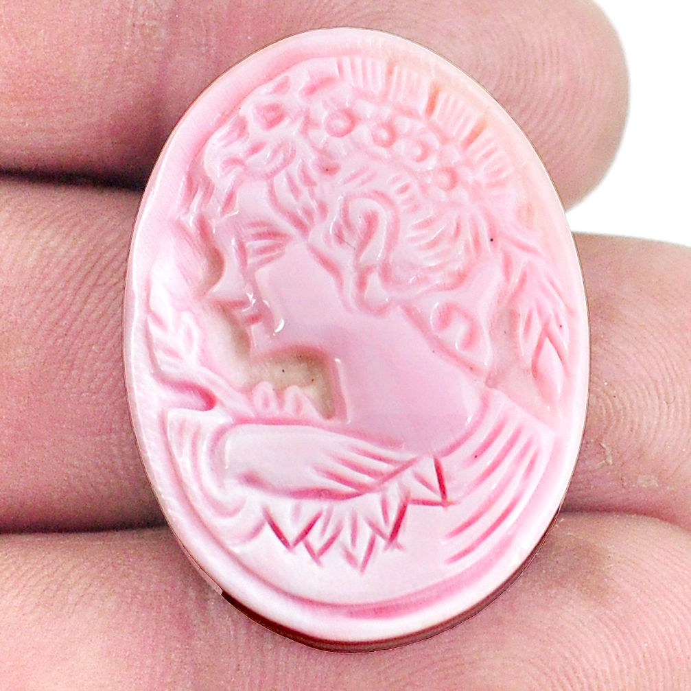 Natural 31.30cts cameo on shell pink lady cameo 30x22.5 mm loose gemstone s6872