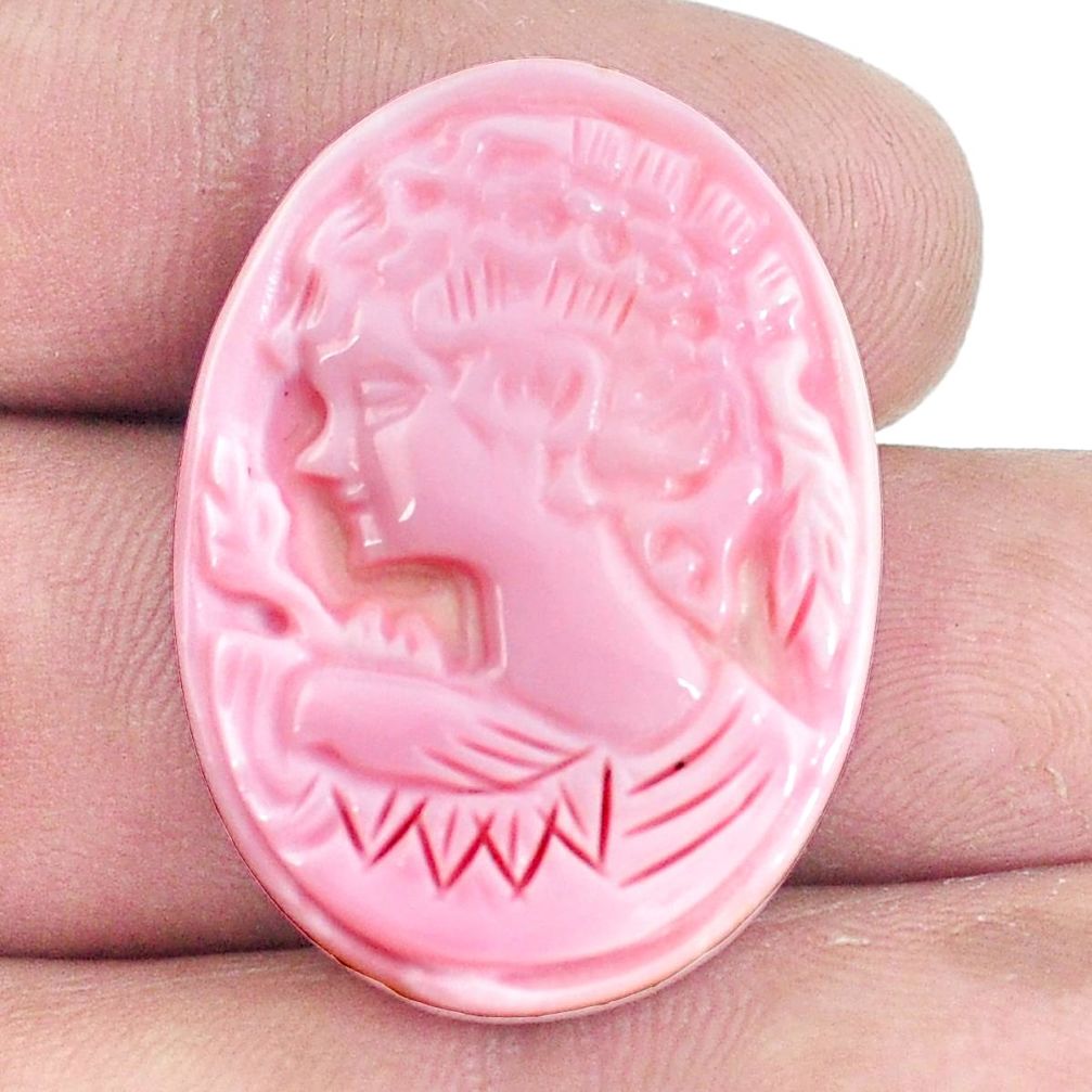 Natural 30.10cts cameo on shell pink lady cameo 30x22 mm loose gemstone s6877