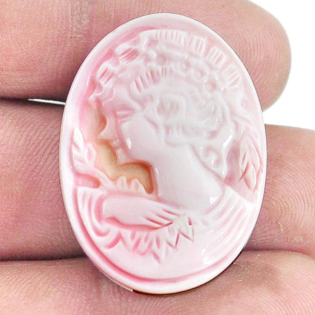 Natural 31.25cts cameo on shell pink lady cameo 30x22 mm loose gemstone s6878