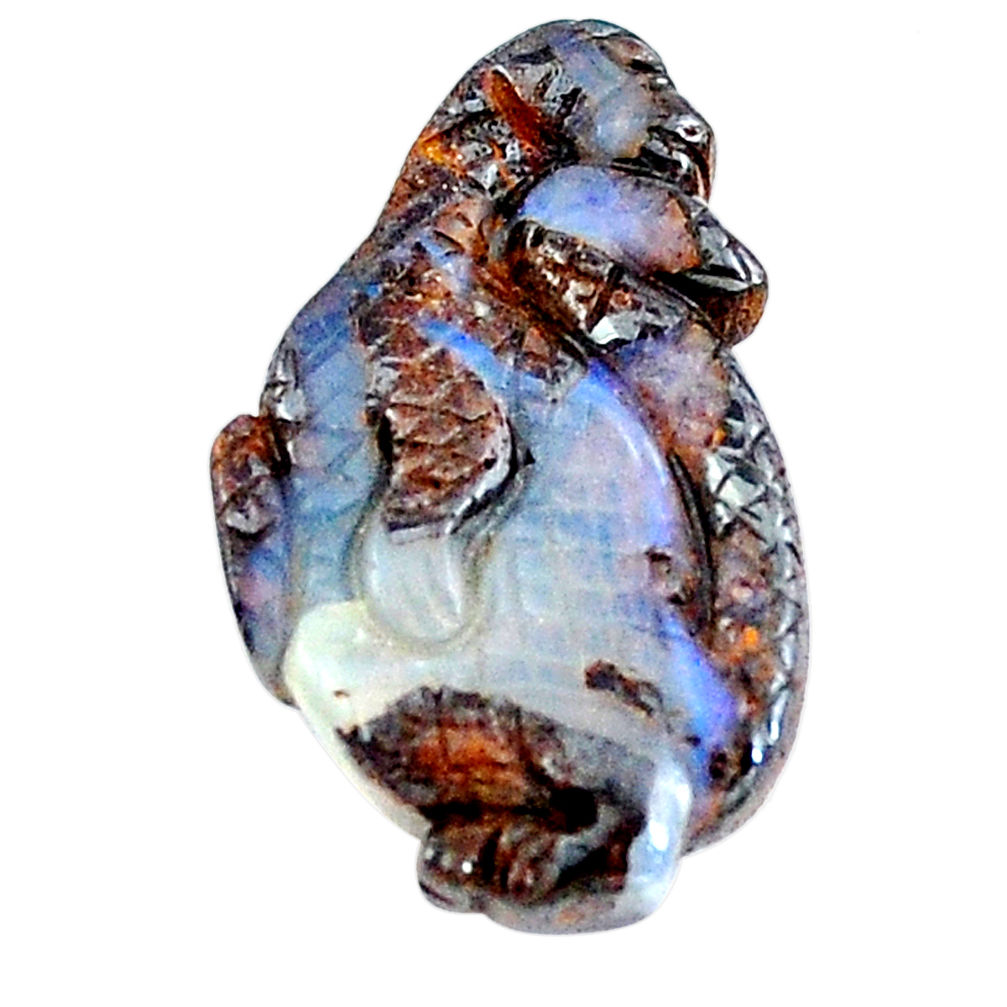 Natural 19.45cts boulder opal carving brown 27x16 mm fancy loose gemstone s6937