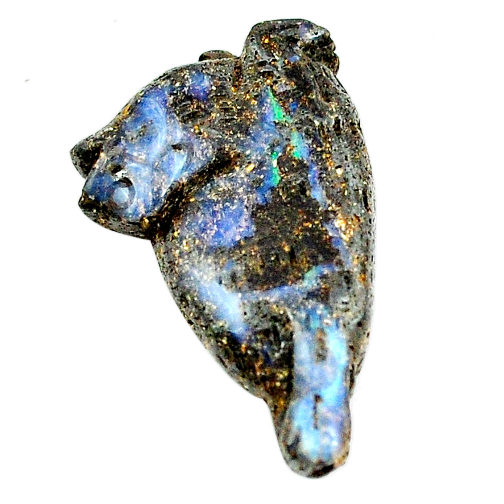 Natural 22.40cts boulder opal carving brown 32x20 mm fancy loose gemstone s6939