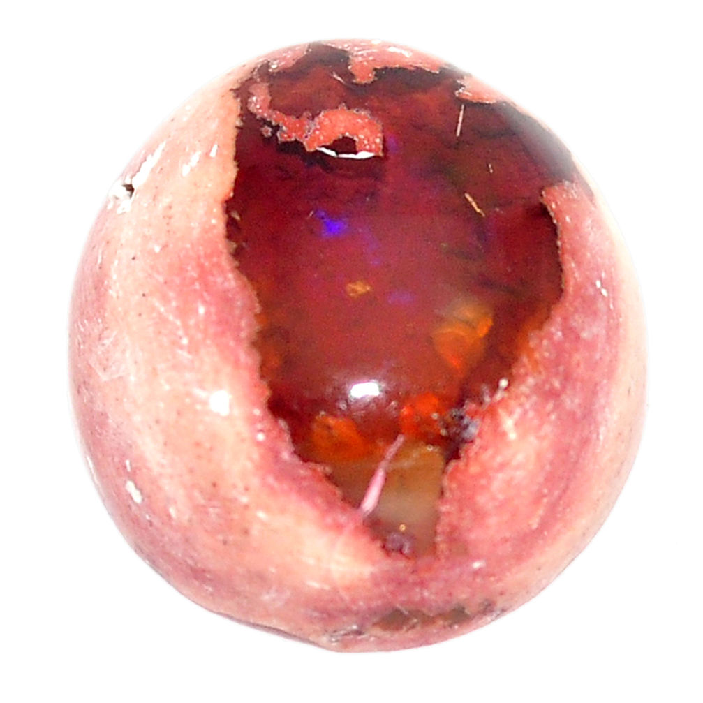 Natural 8.45cts mexican fire opal multi color 16.5x15 mm loose gemstone s7063