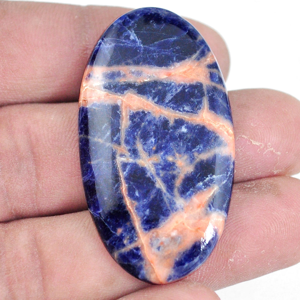 Natural 39.45cts sodalite orange cabochon 45x24 mm oval loose gemstone s7181