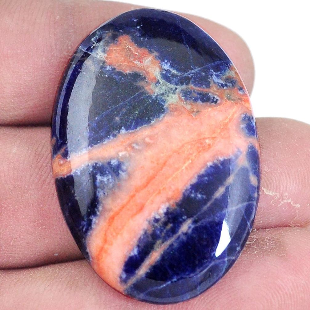 Natural 37.35cts sodalite orange cabochon 38x26 mm oval loose gemstone s7182